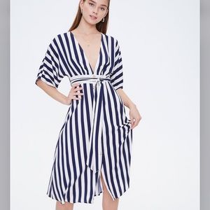 NWT Forever 21 Striped Button Front Midi Dress